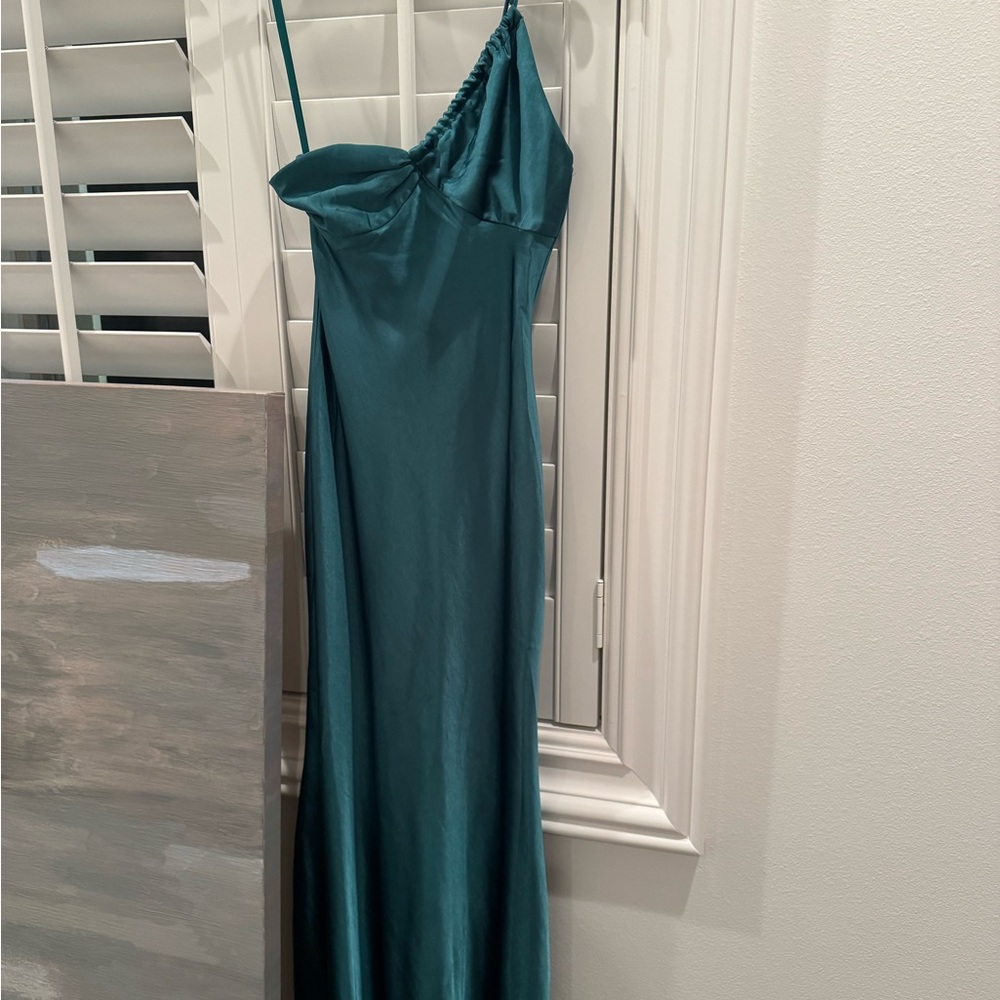 Selfie Leslie Teal Satin Dress